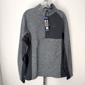 Spyder gray/ black men’s 1/4 zip sweater size large NWT